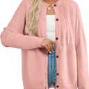 Dokotoo Cardigan Sweaters for Women 2025 Fall Outfits Long Sleeve Crochet Knit Sweaters (Pink, M)