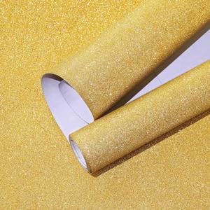 CAX Glitter Gold Peel and Stick Wallpaper Sparkle Self-Adhesive Contact Paper for Cabinets Removable Glitter Gold Wallpaper Stick and Peel for Bedroom Drawer Dresser 17.3''x120''