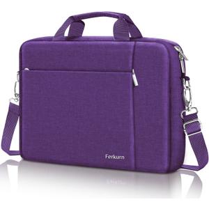 Ferkurn Laptop Bag Case for Women Men Computer Bag Compatible with HP Envy Pavilion Omen/LG Gram/MSI/Dell Inspiron XPS/Lenovo/Acer, Shoulder Strap Carrying Messenger Briefcase, Purple, 15.6 16 Inch