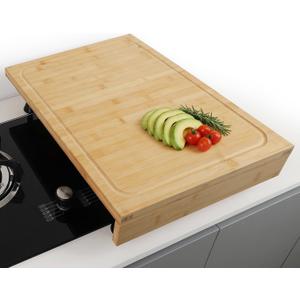 16 x 22 Inch Bamboo Cutting Board, Over-the-Sink Board and Stovetop Cover with Detachable Support Legs & Front Lip, for RV Camper and Home Kitchen