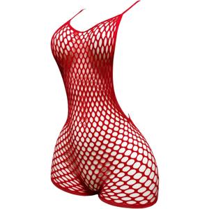 OYOANGLE Women's Fishnet Dress Bodysuit Hollow Out Lingerie Chemise Nightwear, One Size