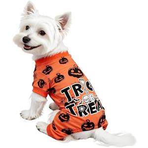 Dog Christmas Pajamas Soft Christmas Dog Clothes Xmas Dogs Pjs Onesie with Feet Puppy Pajamas for Small Medium Dogs Boy Girl Pet Thanksgiving Costume Apparel(Orange, L)