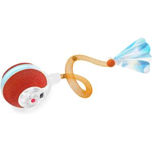 Interactive Cat Toys for Indoor Cats,The 3rd Generation Agile Moving Cat Ball with Elastic Mesh Tail,Automatic Kitten Toys for Bored Indoor Adult Cats,Motion Activated (Orange)