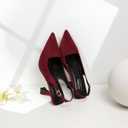 Susanny Slingback Kitten Heels Elegant Dressy Pumps for Women Closed Pointy Toe Sexy Chunky High Heels Wedding Bride Prom Party Dress Shoes (Red)