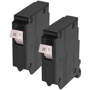 20 Amp 1-Pole Circuit Breaker, Type 3/4-Inch Plug-On Molded Case Circuit Breaker, 120/240V, Thermal Magnetic, 1Pcs