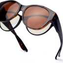 Face Shadow Polarized Sunglasses Fit Over Glasses, Sunglasses for Women to Go Over Glasses UV Protection Lightweight (L Brown Leopard)