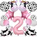 Cow Balloons, Holy Cow Im Two Birthday Decorations Girl Cow Print Balloons 2nd Birthday Party for Cow Farm Animal Theme Cowgirl First Birthday Party Supplies