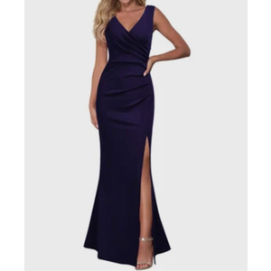 WOOSEA Women Sleeveless V Neck Split Evening Cocktail Long Dress, M