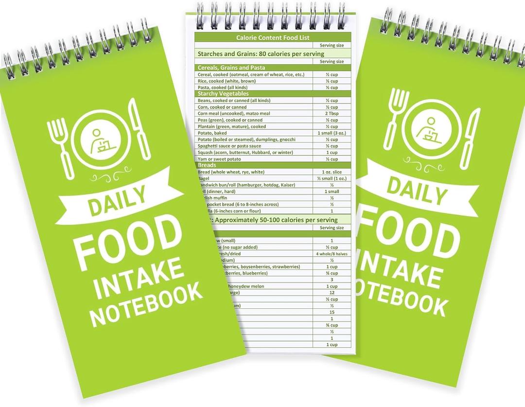 Mooliwe 3 Pcs Daily Food Journal 4'' x 8'' Calorie Counter Book Notebook 70 Sheets Weight Loss Log Book Tracker Food Planner Notepad for Weight Loss Monitoring Macronutrient Intake Food (Diet Log)