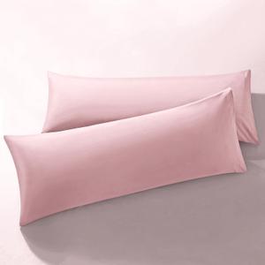 MILVOWOC 2Pcs Brushed Microfiber Body Pillowcases - 20 x 60 Inch, Dusty Pink Pillow Case Set Non Slip Envelope Pillow Cover with Moisture Absorption and Anti-Wrinkle