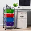 Mind Reader Rolling Cart with Drawers, Utility Cart, Craft Storage, Kitchen, Metal, 12.75"L x 15.25"W x 30"H, Multi-color