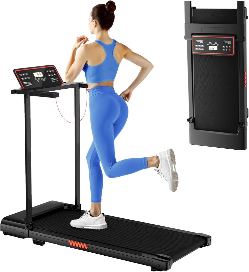 Treadmill with Handle, Treadmills for Home Samll Space, 3.0HP Portable Walking Pad with Handle, Walking Pad Treadmill with 320 LBS Capacity, Electric Compact Treadmills, Lightweight Walking Pad (Black)