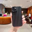 Compatible with iPhone 15 Case Cute Aesthetic Striped Design for Girls Women,Soft Silicone Shockproof Protective Designed for iPhone 15 Case-Black