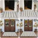 OJIA Indoor Outdoor Rugs 3'x5', Washable Area Rug Entryway Rugs Indoor Front Door Mats Striped Porch Rug Cotton Small Floor Carpet for Entry/Patio/Deck/Balcony/Bedroom/Living Room (Gray/White/Tan)