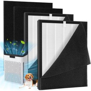 2 Pack KJ190L Filter Replacement Compatible with MOOKA KJ190L Air Purifier For Home Large Room 2000 Ft, 2 KJ190 Filters and 4 Washable PreFilters Pet Air Purifier Filters for Bedroom