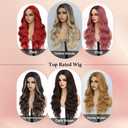 HMHIFI Long Ombre Purple Wig for Women 26Inch Mixed Dark Purple Wavy Curly Hair Wigs Synthetic Hair Replacement Wig Heat Resistant Hair Wig for Daily Party Use(26'' Dark Purple)