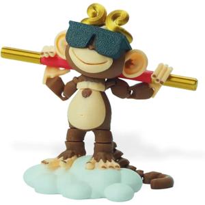 3D Printed Monkey King Articulated Animal Figurine Mini Play Ornament,Festive Holiday Desk Decor,Easter Basket Stuffers Gifts(Brown)