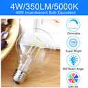 E ENERGETIC LIGHTING LED Globe G25 Dimmable Edison Light Bulb, 40 Watt Equivalent, 5000K,350LM, E26 Medium Screw Base, Christmas Light, G80 LED Edison Light Bulb, ETL Listed, 6-Pack