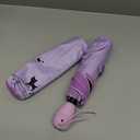 umbresen Windproof Compact Travel Folding Cute Cat Umbrella,Auto Open Close Rain&Sun Lightweight Portable Umbrellas with Cover for Kids Women Men (Purple)