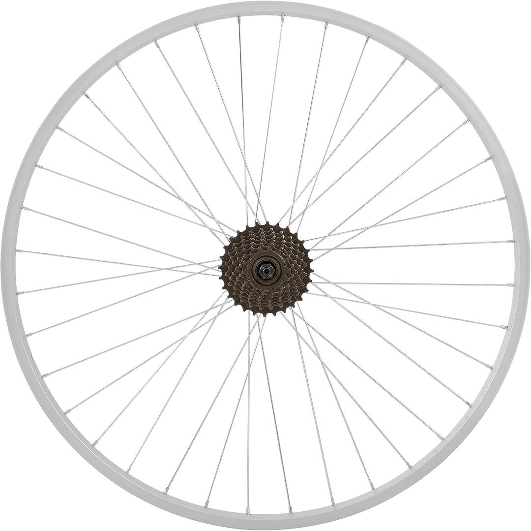 Hiland 26" 27.5" 28" x1.75" Alloy Bike Rim for 1.75 to 2.215 Inch Wide Tire, Front & Back MTB Wheelset with 7 Speed Freewheel, Bolt On Axle, Bicycle Accessories for Adult Bikes