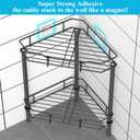 HuggieGems 2 Tier Floor Standing Corner Shower Caddy Organizer Shelf with Hooks, Bathroom Shelves Stand Rack, Matt Black