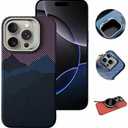 Case for iPhone 16 Pro/Pro Max Carbon Fibers Texture Alloy Lens Holder Kickstand [Compatible with MagSafe] Kevlar Texture Ultra-Thin Slim Lightweight Cases (Purple-Mountain,16 Pro Max)