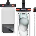 wellhouse Waterproof Phone Pouch, Waterproof Phone Case for iPhone 16 15 14 13 12 Pro Max XS Samsung, IPX8 3D Cellphone Dry Bag Beach Essentials (1 Pack - Black/Red Clasp7.0, 7 inch)