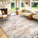 Washable Area Rug Living Room Rugs-9x12 Large Soft Non-Slip Carpet for Bedroom Dining Room Modern Abstract Neutral Low Pile Floor Rugs Stain Resistant Indoor Nursery Home Office,Brown Grey