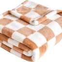 Yurhap Checkered Baby Blanket Fleece Baby Blankets Neutral for Boys Girls, Super Soft Warm Lightweight Infant Toddler Newborn Receiving Blankets for Crib Stroller, 30''x40'', Khaki
