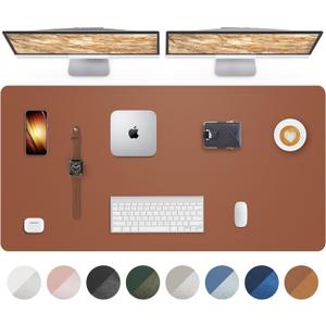 Large Leather Desk Mat - 48"x24" Office Desk Protector, Non-Slip PU Leather Mouse Pad, Waterproof Writing Pad for Office and Home (Brown)