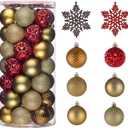 Valery Madelyn Christmas Tree Decorations Ornament Set, 50ct 2.36 Inches Red and Brown Shatterproof Christmas Ball Ornaments Hanging Xmas Holiday Party Decor (Large)