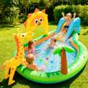 SULIFEEL 2026 Inflatable Jungle Kids Pool, Large Inflatable Toddler Happy Play Center with Water Slide & Sprinkler, 100" Blow Up Kiddie Splash Pad for Adventure Water Park, Backyard, Garden, Ages 2+
