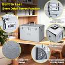 File Storage Cabinet File Organizer Document Organizer File Box in Office and Home with Combination Lock with 20 Letter Size Hanging Files (Stripe Silver)