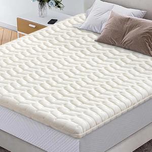 Premium High-Density Foam Mattress Topper Queen Size (60"x80") White, Thick & Firm Support, Breathable & Hypoallergenic for Back Pain Relief & Pressure Relief, Bed Topper
