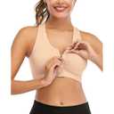 Womens Zip Front Sports Bra Large Wireless Post-Surgery Bra Racerback Yoga Sports Bras, L