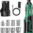 KIMO Cordless Electric Ratchet Wrench Set, 40Ft-lbs, 400RPM, 12V Cordless Ratchet Wrench 3/8" w/ 60-Min Charger, 7Sockets, 1/4" Adapter, Forward/Reverse Switch, 2.0Ah Battery, Variable Speed Trigger
