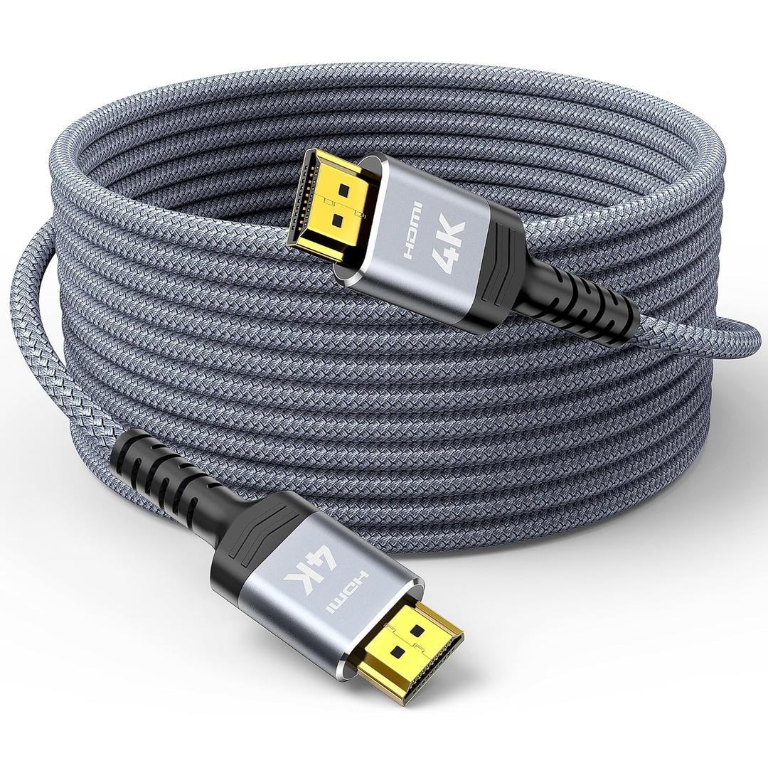 Highwings 4K Fiber Optic 100 FT HDMI Cable, 18Gbps Braided HDMI Cord, 4K HDR, HDR10, HDCP 2.2, ARC, Compatible with Roku TV/HDTV/PS5/Blu-ray (Grey)