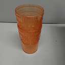 Ciaell 12 Pack Romantic Plastic Water Glasses - 14 Oz Amber Vintage Drinking Glasses, Embossed Ribbed Plastic Cups, Textured Striped Set for Juice, Beverages, Beer, Cocktai