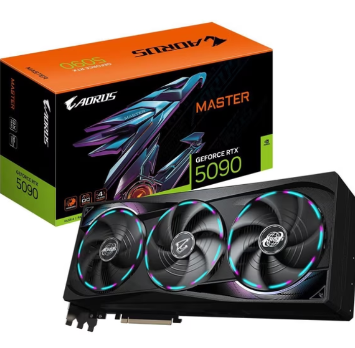 GIGABYTE AORUS GeForce RTX 5090 Master 32G Graphics Card, by NVIDIA, WINDFORCE Cooling System, DisplayPort & HDMI - Video Output Interface, 32GB 512-bit GDDR7, GV-N5090AORUS M-32GD Video Cardo