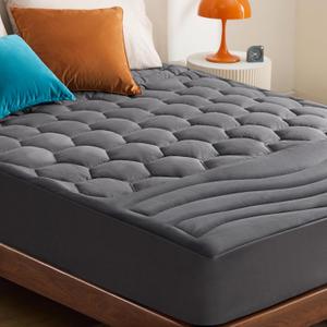 Bedsure King Size Mattress Pad - Soft Cooling Mattress Cover Padded, Quilted Fitted Mattress Protector with 8-21" Deep Pocket, Breathable Fluffy Pillow Top, Grey, 78x80 Inches