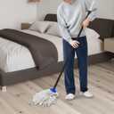 Indoor Mop for Floor Cleaning - Cotton Mops for Floor Cleaning, Regular Mop for Floors, 49-inch Simple Mops for Cleaning Living Rooms, Bathrooms, and Kitchens. (Dark Blue)