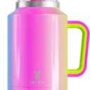 Meoky 40 oz Tumbler with Handle, Stainless Steel Vacuum Insulated Tumbler with Lid and Straw, Keeps Cold for 34 Hours, 100% Leak-proof, BPA-Free (Carnival)