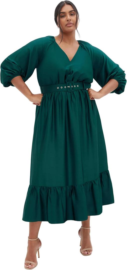 City Chic Women's Plus Size Dress - Betty Midi (Green, M)
