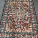 U'Artlines Boho Vintage Area Rug 5x7 Machine Washable Low Pile Ultra-Thin Soft Floor Carpet Non Slip Non Shedding Accent Rug for Living Room Bedroom Entryway Dining Room Office(Rust＆Teal)