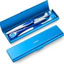 Wider Aluminum Toothbrush Travel Case, Portable Travel Toothbrush Holder, Durable Manual Toothbrush Box Container for Traveling, Bathroom, Camping, Business Trip, Blue (1 Pack (Large))