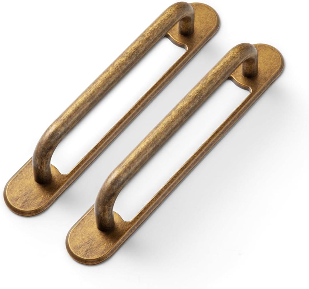 2 Pack Antique Brass 5" Hole Center Cabinet Pull with Backplate