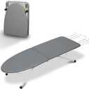 ZOES HOMEWARE Tabletop Ironing Board,Portable Iron Board with Iron Rest, Foldable Small Ironing Board with Heat Resistant Cover and 100% Cotton Pad, 31.5"x11.8"x7", Grey (Gray)