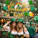 2 x 3pcs St Patricks Day Decorations Banner Pre-Assembled Gold Glitter Let the Shenanigans Begin Hanging Banners Irish Lucky Shamrocks Pot Hat Garlands Sign for Party Decorations