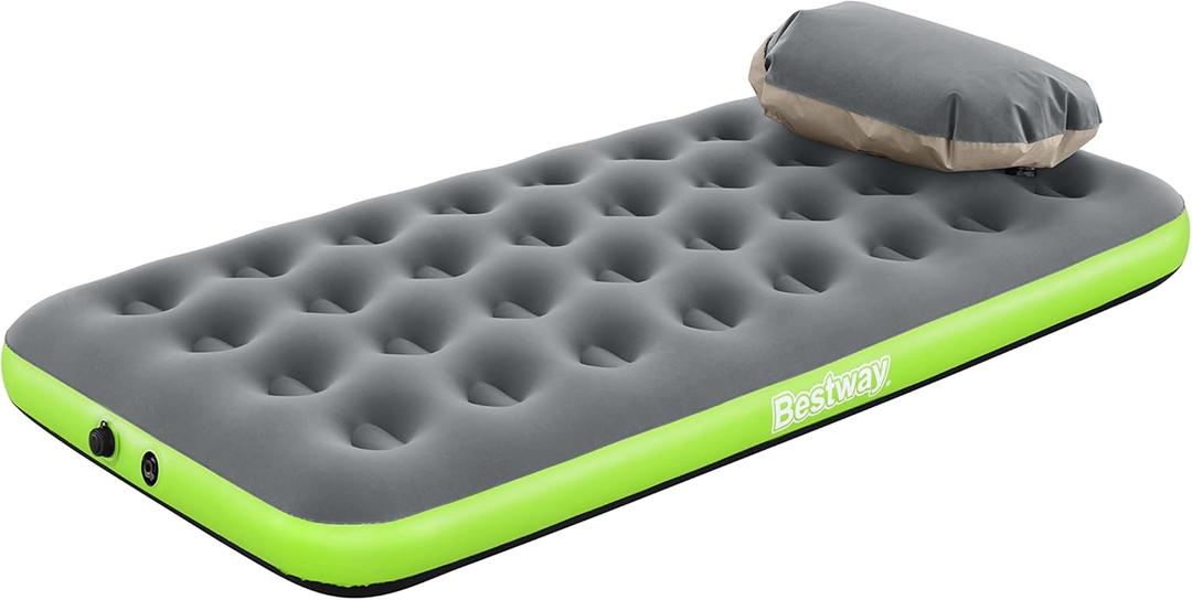 Bestway Single Air Mattress | Portable Fast Inflatable Outdoor Airbed with Storage Bag Pump, Roll & Relax, Raised Height Queen
