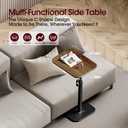 End Table C-Shaped Adjustable Pedestal Side Table Night Stand with 360 Rotating Top, Height Adjustable, Small Couch Living Room or Bedroom Versatile End Table for Sofa or Bedside, Rustic Brown